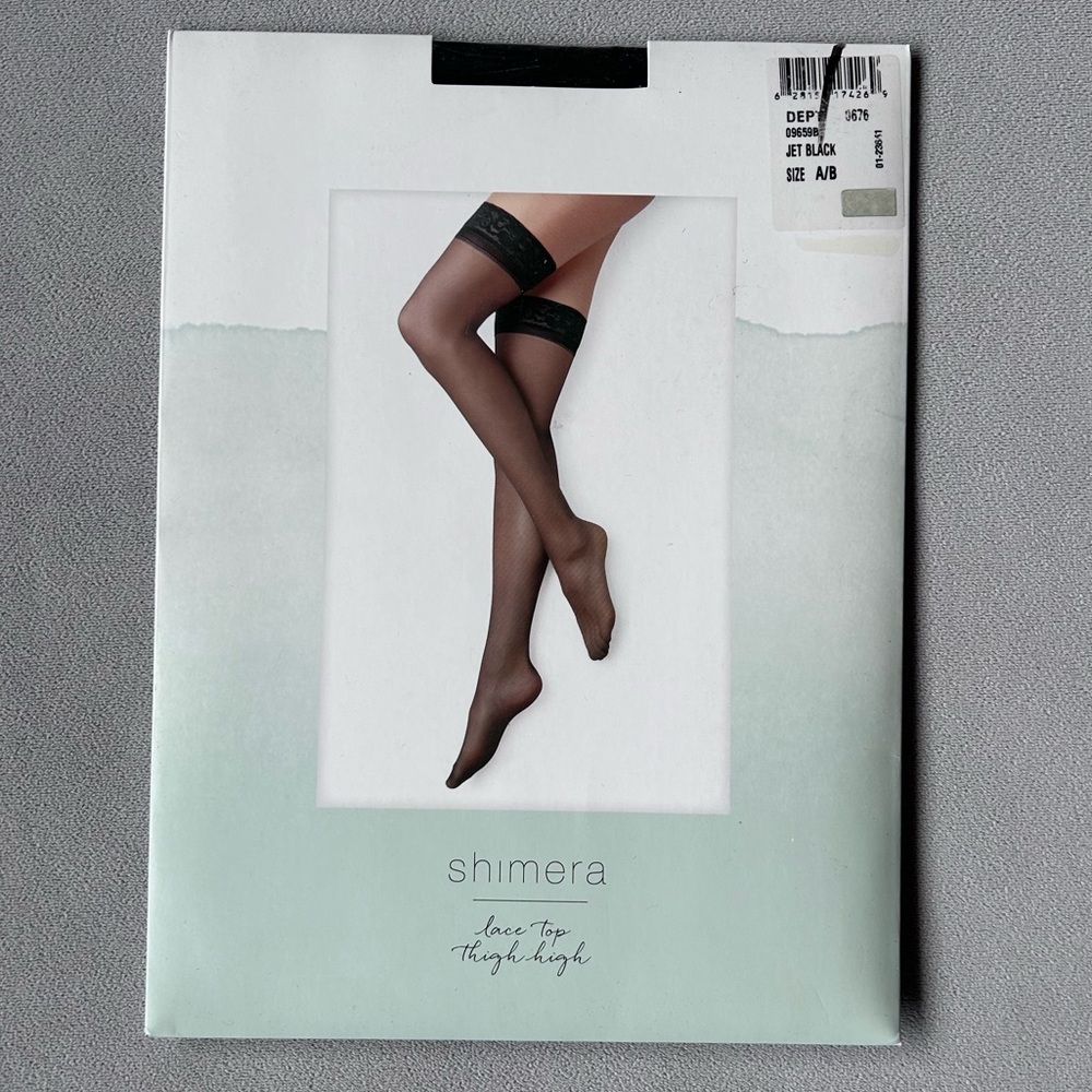 Shimera ~ Lace Top Thigh High Tights ~ Size A/B ~ Jet Black ~ Brand New!